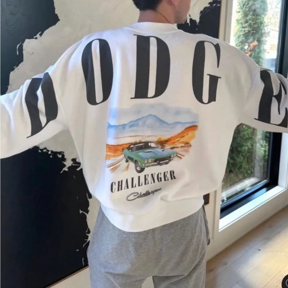 Grayson Threads - Men's Dodge Challenger Crewneck Sweatshirt White